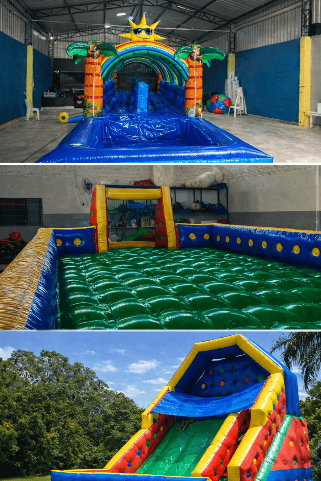 Escolha 2 itens entre escorrega radical, tobogã e futebol de sabão